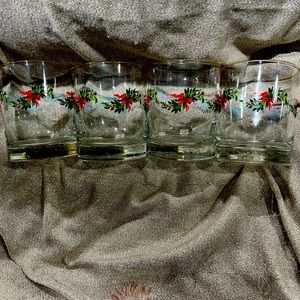 Vintage Libbey Mistletoe Rocks Glasses With 24k Gold Rims